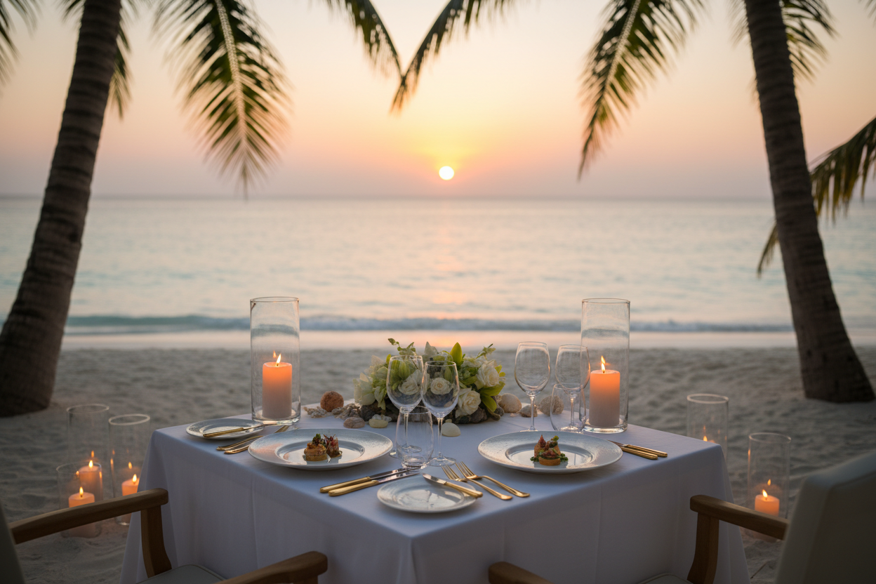 maldives beach dinner